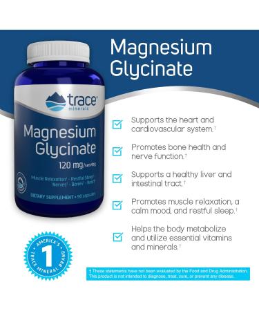 Trace Minerals Magnesium Glycinate 120mg | Supports Sleep, Mood & Muscle Function | 90 Count - Buy Online on GoSupps.com
