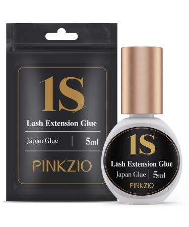 Extra Strong Eyelash Extension Glue - PINKZIO Lash Extension Glue/1 Sec Drying Time/7 Weeks Retention/Maximum Bonding Power/Professional Use Only Clear Adhesive for Semi-Permanent Extensions