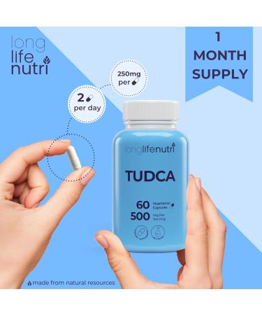 LongLifeNutri TUDCA - Tauroursodeoxycholic Acid Bile Salt 500mg per Serving & 60 Vegetarian Capsules Natural Ingredients 30-Day Supply Made in USA - Buy Online on GoSupps.com