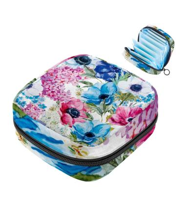 Storage bags for women's bandages motif: watercolor spring flowers red blue large menstrual cup pocket with zipper periodic inserts bags panty liners tampons for girls and multicolored 10