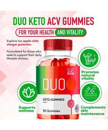 Duo Keto ACV Gummies - Advanced 1050MG Apple Cider Vinegar Formula 60 Count for Keto Diet Supports Weight Loss & Wellness - Buy Online on GoSupps.com