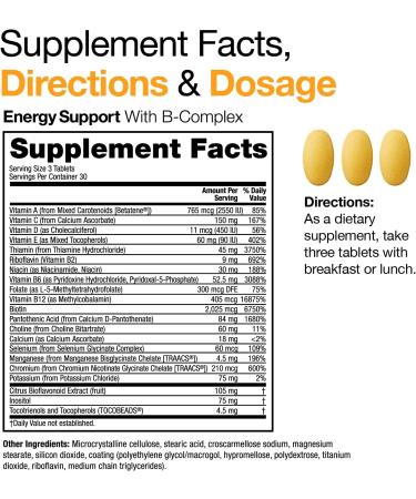 VitaMedica Energy Support Multivitamin with B Complex - 90 Ct | Energy Booster with Vitamin B6 & B12 | Clarity, Focus & Hair Skin Nails Support - Buy Online on GoSupps.com