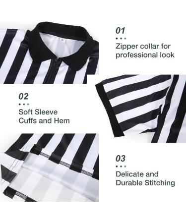 Yuehuamech Men's Umpire Jersey - Black & White Striped Referee Shirt with Zipper for Basketball & Football - Size L (60-65kg) - Buy Online on GoSupps.com