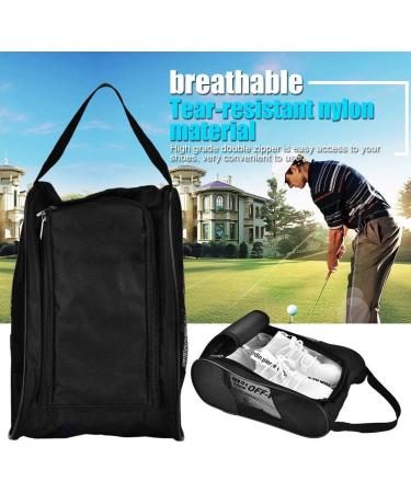 Acogedor Breathable Nylon Golf Shoe Organizer Bag with Double Zipper - Black - Buy Online on GoSupps.com