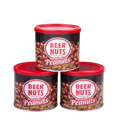 BEER NUTS Original Peanuts - Travel Size Sweet & Salty Roasted Bar Nuts - Gourmet Glazed Cocktail Nut - Gluten-Free, Kosher, Low Sodium Salted Peanut Snacks Made In USA, 12 oz Resealable Cans (3 Pack) 12 Ounce (Pack of 3)
