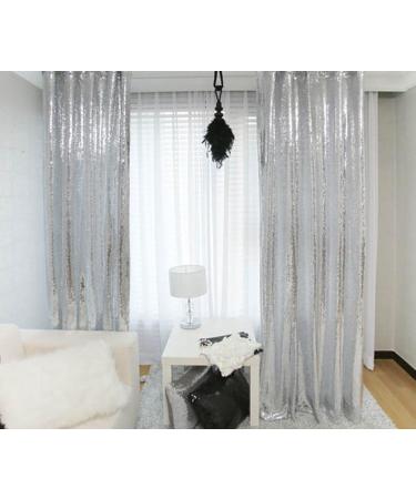TRLYC Shiny Sequin Backdrop Curtains for Wedding Party Decor - 2 Panels, Silver, W2xH8FT - Buy Online on GoSupps.com