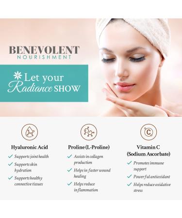 Premium Hyaluronic Acid 250mg with Vitamin C & L Proline - 120 Capsules | Anti-Aging & Healthy Skin Support - Buy Online on GoSupps.com