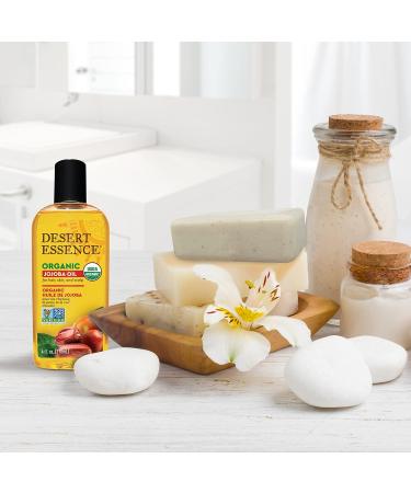 Desert Essence Jojoba Oil 4 Fl Oz - Moisturizer for Face, Skin & Hair | Cleanses Pores, Prevents Scalp Flakiness, Fights Infections | USDA Certified & Sensitive Skin Friendly - Buy Online on GoSupps.com