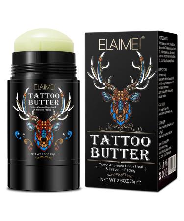 Tattoo Aftercare Butter Tattoo Balm Cream - Color Enhancement Revives Old Tattoos, Hydrates New Tattoos Cream, Natural + Petroleum Free, Daily Tattoo Lotion Moisturizer & Healing Brightener (2.6 oz/75g) 2.60 Ounce (Pack of 1)