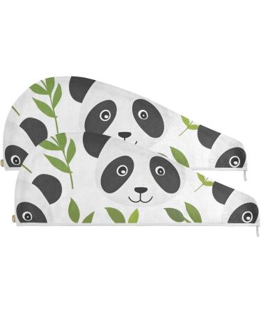 Cute Panda Hair Towel 2 Pack | Super Absorbent Quick Dry Turbans for Women & Girls - Buy Online on GoSupps.com