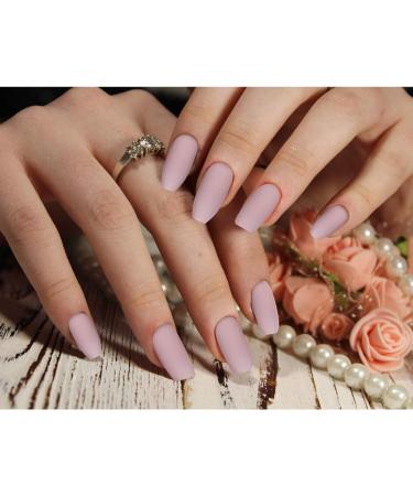 Nude Pink Matte Coffin False Nails Set - 72 Full Cover Fake Tips with Glue, Files, and Wooden Sticks for Women & Girls | DIY Nail Art Kit - Buy Online on GoSupps.com