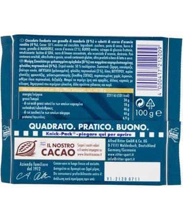  Italian Gourmet E.R. Ritter Sport Pack of 6 dark chocolate fondant cakes with almond and orange 100g - Buy Online on GoSupps.com