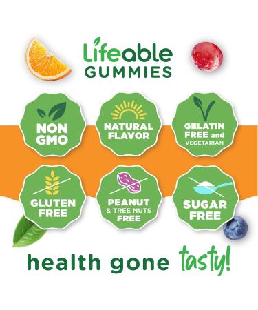 Lifeable Sugar Free Multivitamin Gummies | with Iron Vitamin A C D E Niacin B6 Folate B12 Biotin Pantothenic Acid Zinc | Great Tasting Adult Multivitamin Gummy | 90 Gummies - Buy Online on GoSupps.com