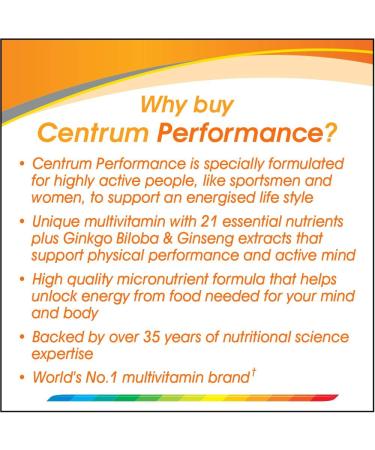Centrum Performance Multivitamins & Minerals 30 Tablets PERFORMANCE 30 - Buy Online on GoSupps.com