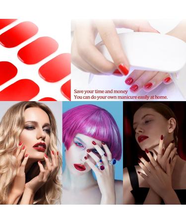20PCS Semi Cured Gel Nails Gel Nail Stickers - Red Nail Wraps Semi Cured Gel Nails Strips - Semi Cured Gel Nail Wraps - Glossy & Long Lasting Gel Nail Stickers Need UV Light (Red) - Buy Online on GoSupps.com