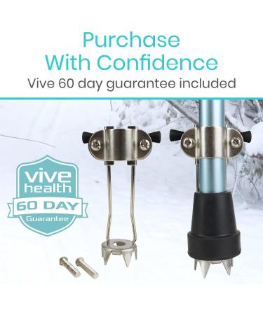 Vive Cane Tips for Ice - Heavy Duty Metal 4-Prong Attachments (2 Pack) | Winter Safety Grip for Walking Sticks, Trekking Poles, Crutches - Buy Online on GoSupps.com