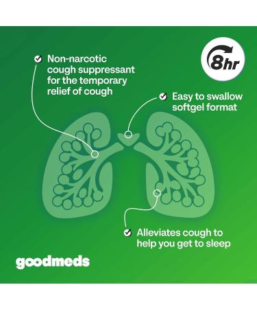 GoodMeds Cough Relief for Adults Softgels Dextromethorphan HBr (DXM) 15mg 8Hour Non-Drowsy Long-Lasting Bronchial Suppressant for Dry Cough and Chest Congestion (60 Count) - Buy Online on GoSupps.com