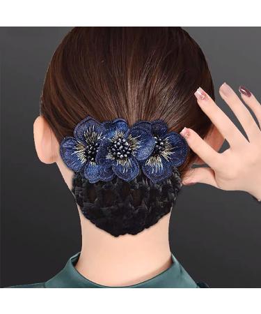 4 Pack Women Hair Bun Cover Net Snood Hair Barrette Clips Hair Accessories - Navy Blue, Pink, Sky Blue, Purple - Ideal for Lady, Women, Nurse, Stewardess - Buy Online on GoSupps.com