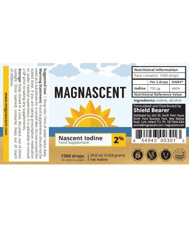 MAGNASCENT Nascent Iodine Liquid Supplement 2% Concentrated Solution - Energy Boost & Healthy Metabolism Support - 1 oz - Buy Online on GoSupps.com