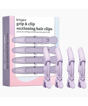 Briogeo Grip + Clip Sectioning Hair Clips - Alligator Jaw Design for Secure Hold - Non-Damaging Dent-Free Styling - Suitable for All Hair Types Textures and Lengths - Set of 4