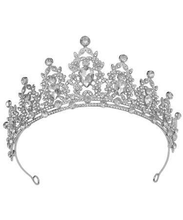 Tiaras for Women Sparkling Crystal Queen Crowns Princess Tiara Bride Hair Accessories for Women Birthday Halloween Cosplay Christmas Party Prom Gifts silver