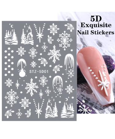 Snowflakes Nail Art Stickers | 5D Hollow Xmas & New Year Design | Luxurious DIY Acrylic Nail Decals - 4 Sheets - Buy Online on GoSupps.com