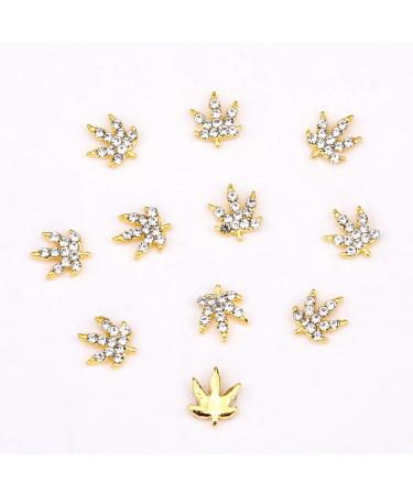 30pcs Gold 3D Nail Art Decorations: Fall Designs with Hemp Leaf, Rhinestones, Pearl Beads, Maple Leaves, Jewels, Diamonds - Assorted Nail Charms - Buy Online on GoSupps.com