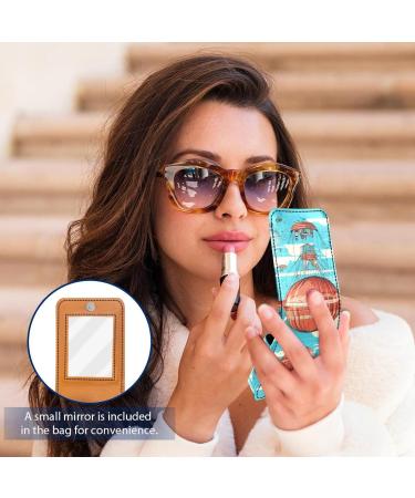 Buy Stylish Leather Lipstick Case - Mini Organizer with Mirror | Airplane Hot Air Balloon Design - Buy Online on GoSupps.com