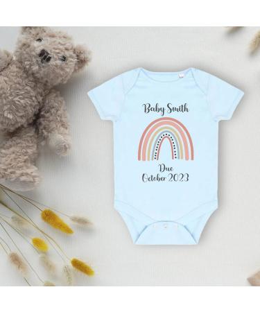 Hoolaroo Personalised Baby Pregnancy Announcement Onesie - Rainbow Baby Reveal 0-3 Months Clothing - Buy Online on GoSupps.com