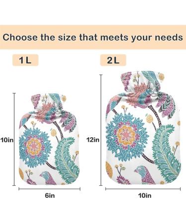 NAANLE Ethno Paisley Bird Hot Water Bottle - 2L Transparent Heat Bottle for Back Pain Relief & Cold Therapy | Hand & Foot Warmer - Buy Online on GoSupps.com
