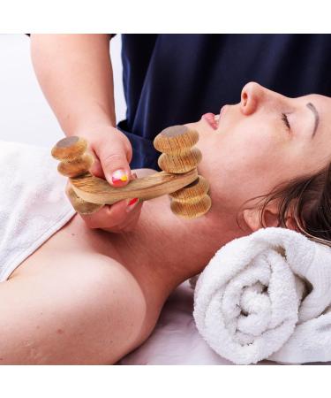 Healeved 5pcs Four Wheel Massager - Shoulder & Neck Muscle Roller Stick | Light Brown | International Shipping Available - Buy Online on GoSupps.com