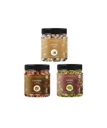 Spices Origin Premium Healthy Raw Nuts Dry Fruits Combo Pack of (250g Almonds (NP) 250g Cashew 250g Raisin 750 g in pack) - Diwali Festival | Deepawali Gift Pack_Packing May Vary