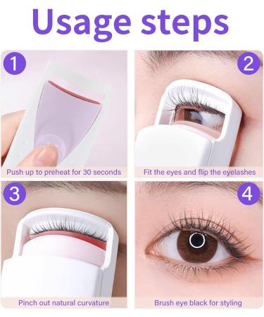 Electric Heated Eyelash Curler Eye Lash Curlers with Silicone Heating Pads Quick Heat Up Lash Curler Portable & Safe Design Perfect for Daily Use Travel Friendly Eye Makeup Tool (Purple) - Buy Online on GoSupps.com