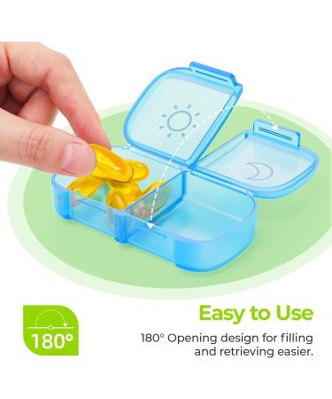 AUVON XL Weekly Pill Organizer - 2 Times a Day Easy Fill AM PM Pill Box 7 Day Portable Travel Case for Vitamins & Supplements - Rainbow Colors - Buy Online on GoSupps.com