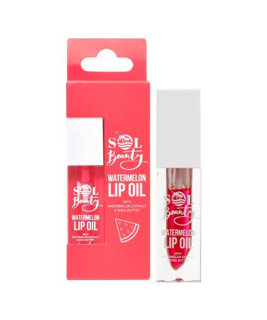 Sol Beauty Watermelon Lip Oil with Watermelon Extract and Shea Butter, Nourishes, Moisturizes and Softens Your Lips, Vegan Friendly and Cruelty Free Lip Oil 3g