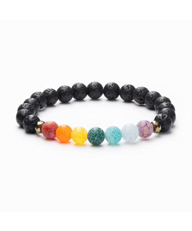Vitality Extracts 7 Chakra Agate - Essential Oil Diffuser Bracelet Aromatherapy Meditation Crystals and Healing Stones Stress Relief Chakra Handmade