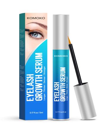 Komoko Lash Serum (0.17 oz/5 ml)  Eyelash Growth Serum for Fuller & Longer Looking Alluring Eyelashes  Eyelash Serum for Eyelashes and Eyebrows  Premium Lash Growth Serum for Eyelash Extensions (Blue)