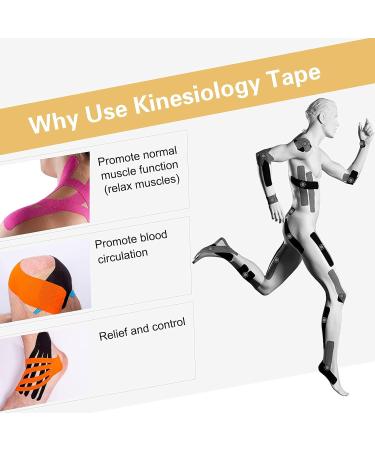 Pre-Cut Y Kinesiology Tape - 20pc Black Elastic Sports Tape for Muscle Pain Relief and Joint Protection - Buy Online on GoSupps.com