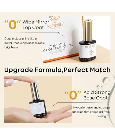 Modelones 15ml Gel Base and Top Coat Set with Cuticle Oil - Nail Treatment Trio - Buy Online on GoSupps.com