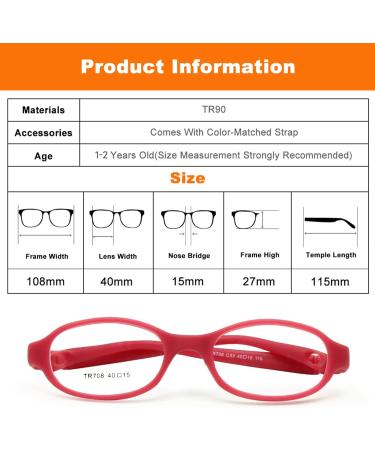 EnzoDate Baby Optical Glasses Frame with Strap - Flexible Infant Eyeglasses for Boys & Girls Size 40 | International Shipping - Buy Online on GoSupps.com