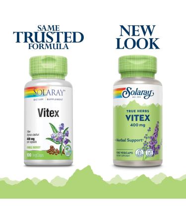 Solaray Vitex Berry 400mg | Hormone Balance for Women | Menstrual & Menopause Support 100ct - Buy Online on GoSupps.com