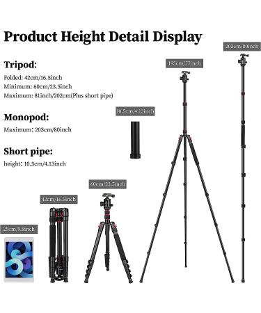Victiv 81-inch Professional Camera Tripod with Monopod, Aluminum DSLR Tripod for Travel - 360 Degree Ball Head, Phone Mount - Compatible with Canon, Nikon, Sony - Black - Buy Online on GoSupps.com
