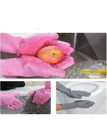 Multifunctional Silicone Dishwashing Gloves for Household Waterproof Kitchen Cleaning Gloves Thin Pet Bath Gloves gray One-size-fits-all - Buy Online on GoSupps.com