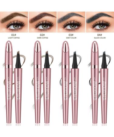 2024 New Magic Eyebrow Pencil 3D Waterproof Microblading Eyebrow Pencil Contouring Pen 4-Tipped Precise Brow Pen Long-Lasting Natural Fine Stroke Eyebrow Pencil (A Black) - Buy Online on GoSupps.com
