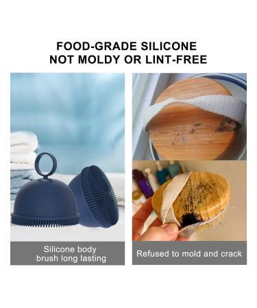 Silicone Body Scrubber - Gentle Exfoliating Shower Brush for Wet or Dry Skin Cleansing - Massage Brush with Hook - Blue - Buy Online on GoSupps.com