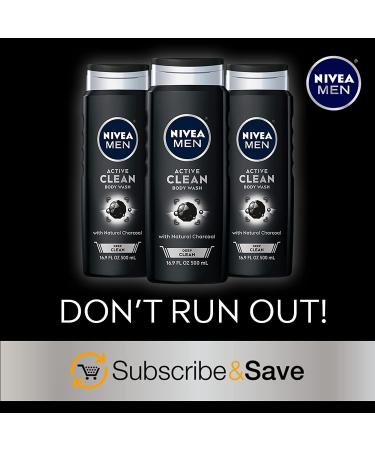 Nivea Men Deep Clean Body Wash - 16.9 fl oz | Active Clean for Men - Buy Online on GoSupps.com