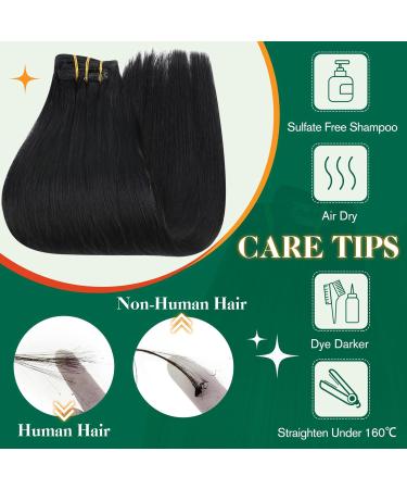 Easyouth Clip-In Extensions - Real Black Remy Hair 14 Inch (70g) 7PCs for Effortless Volume & Length - Buy Online on GoSupps.com
