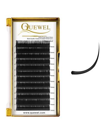 Classic Eyelash Extensions 0.03 D 14mm Lashes Extensions Supplies C/D Curl Single Length 9-20mm Mixed Length 9-16mm/15-20mm by QUEWEL (0.03 D 14)