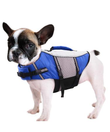 Cit toile life jacket for small dogs with a handle adjustable life jackets for dogs breathable light and comfortable protect dogs while swimming or on paddle/canoe/kayaks blue m blue M