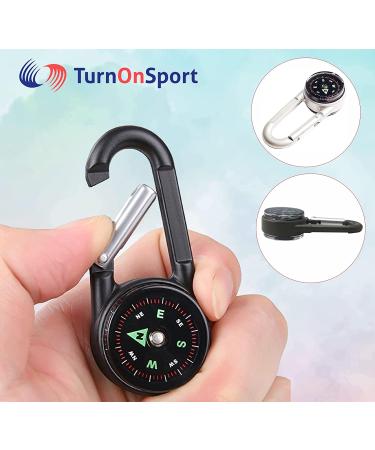 Carabiner Clip On Compass Hiking - Compact Compass Keychain Backpacks | Small Pocket Magnetic Compass Keychain for Kids - Hiking Compass Thermometer | Keyring Keychains Outdoor Survival Camping 2 Pcs - Buy Online on GoSupps.com